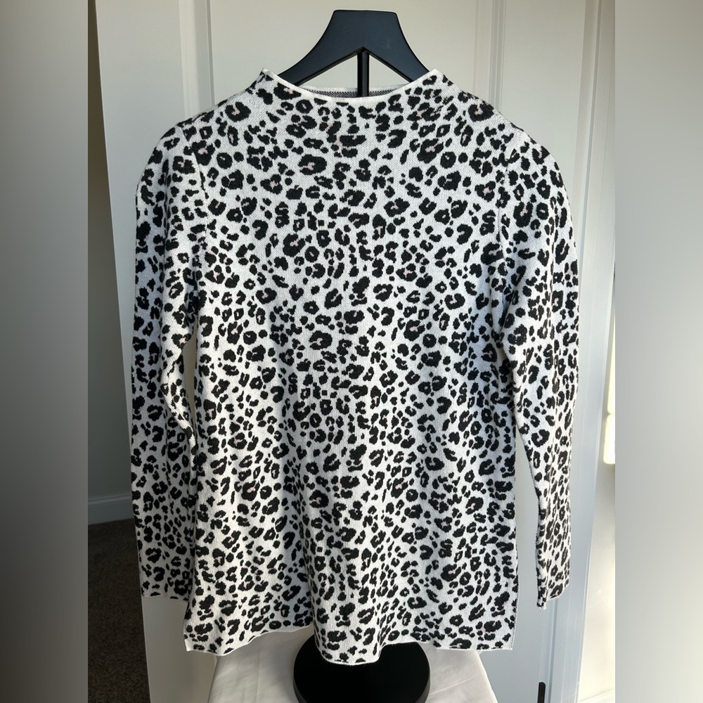 LOFT Black and White Animal Print Sweater
